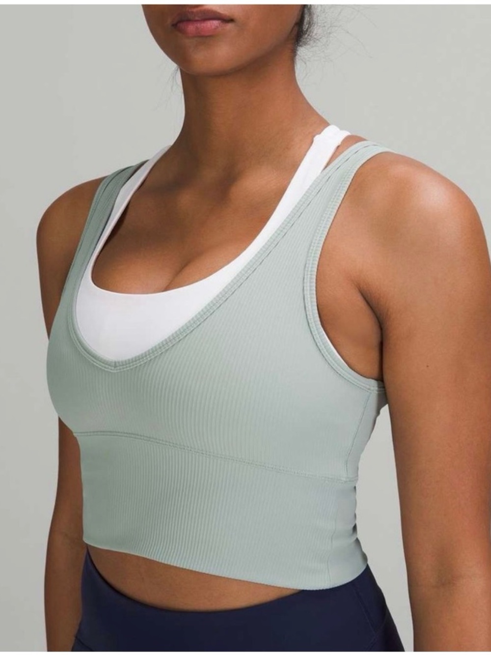 Lululemon Power Pivot Reversible Ribbed Tank Top light grey size 4
